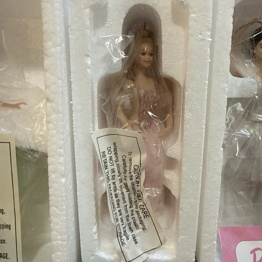 Vintage Barbie Avon Porcelain Ornament Lot 3 Pieces Christmas 1997-2001